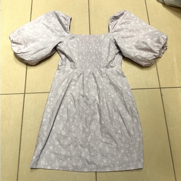 Oak and Fort - Purple Floral Puff Sleeve Mini Dress - Size XS - Picture 6 of 7